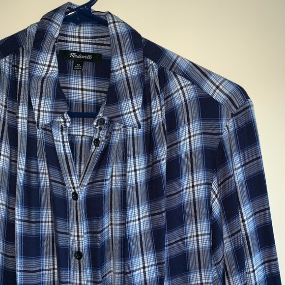 Madewell blue plaid checked button down shirt - Picture 2 of 7